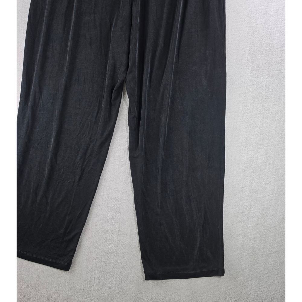 Slinky Brand Wide Leg Pants Women P1X Black Ribbed Elastic Waist Made in USA - Picture 15 of 16